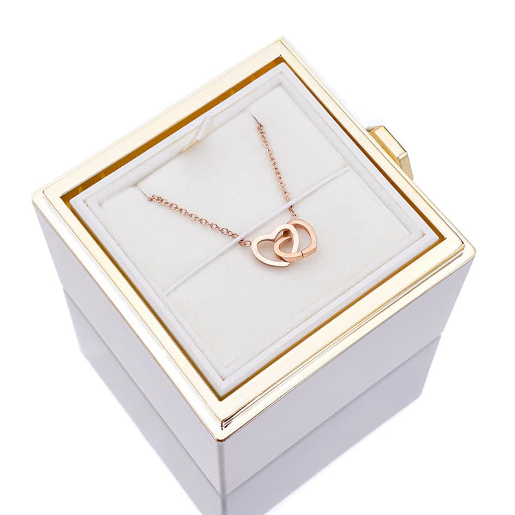 ETERNAL ROSE BOX - W/ ENGRAVADE NECKLACE & REAL ROSE