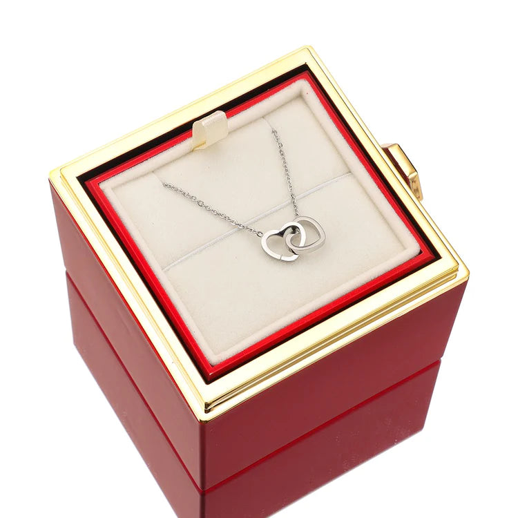 ETERNAL ROSE BOX - W/ ENGRAVADE NECKLACE & REAL ROSE