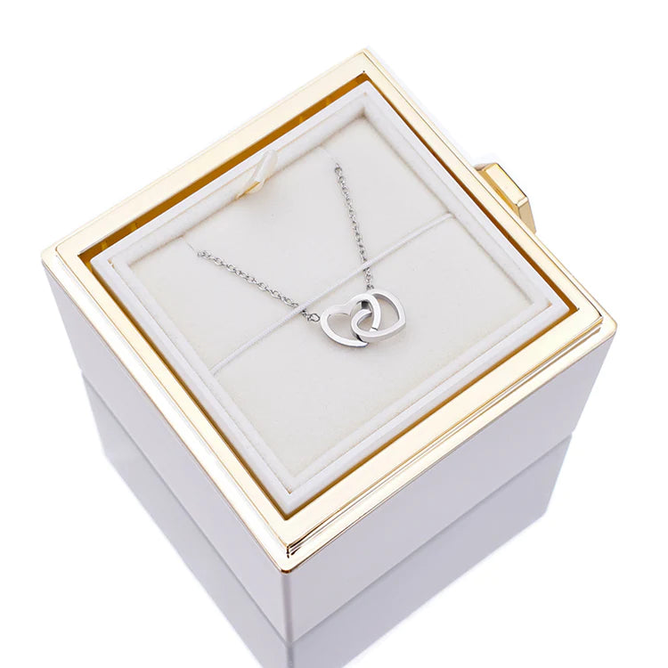 ETERNAL ROSE BOX - W/ ENGRAVADE NECKLACE & REAL ROSE