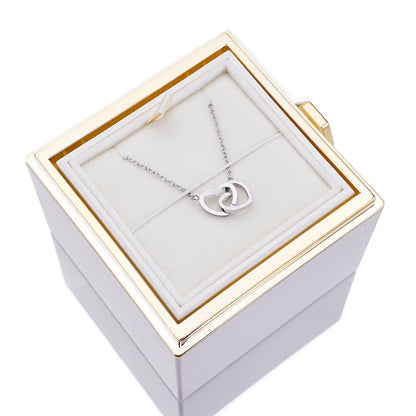 ETERNAL ROSE BOX - W/ ENGRAVADE NECKLACE & REAL ROSE