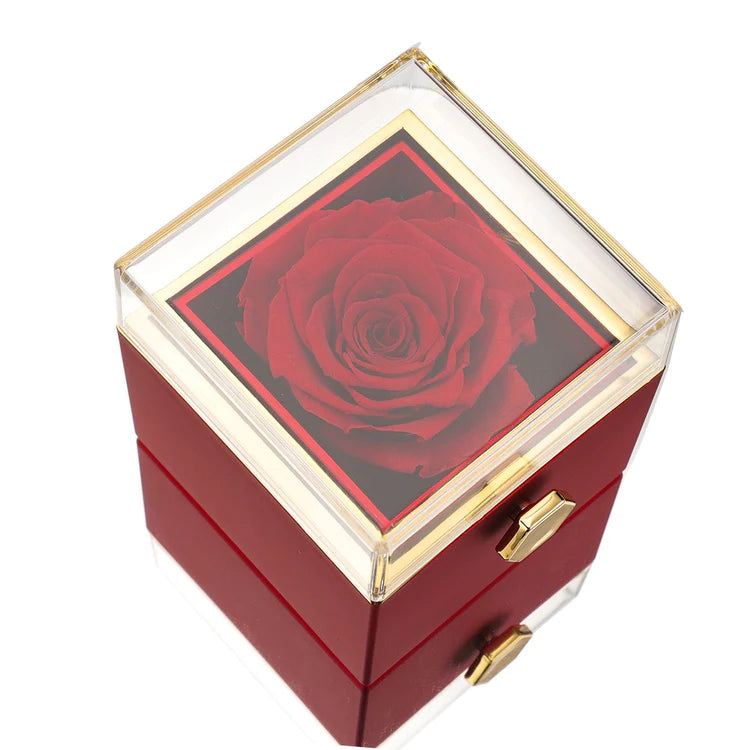 ETERNAL ROSE BOX - W/ ENGRAVADE NECKLACE & REAL ROSE