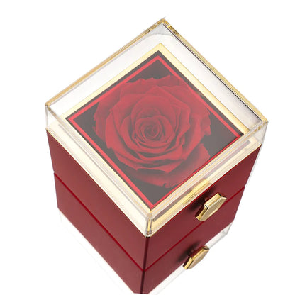 ETERNAL ROSE BOX - W/ ENGRAVADE NECKLACE & REAL ROSE