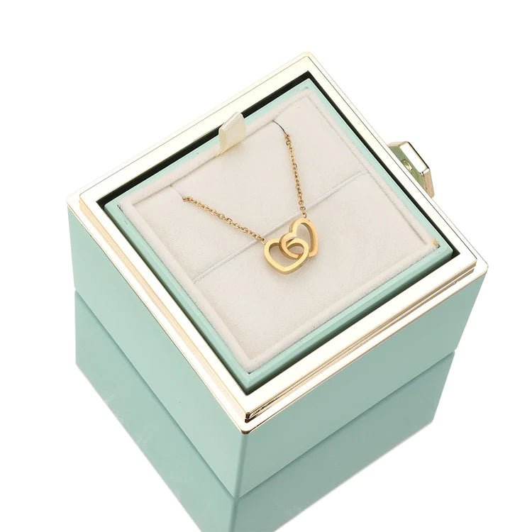 ETERNAL ROSE BOX - W/ ENGRAVADE NECKLACE & REAL ROSE