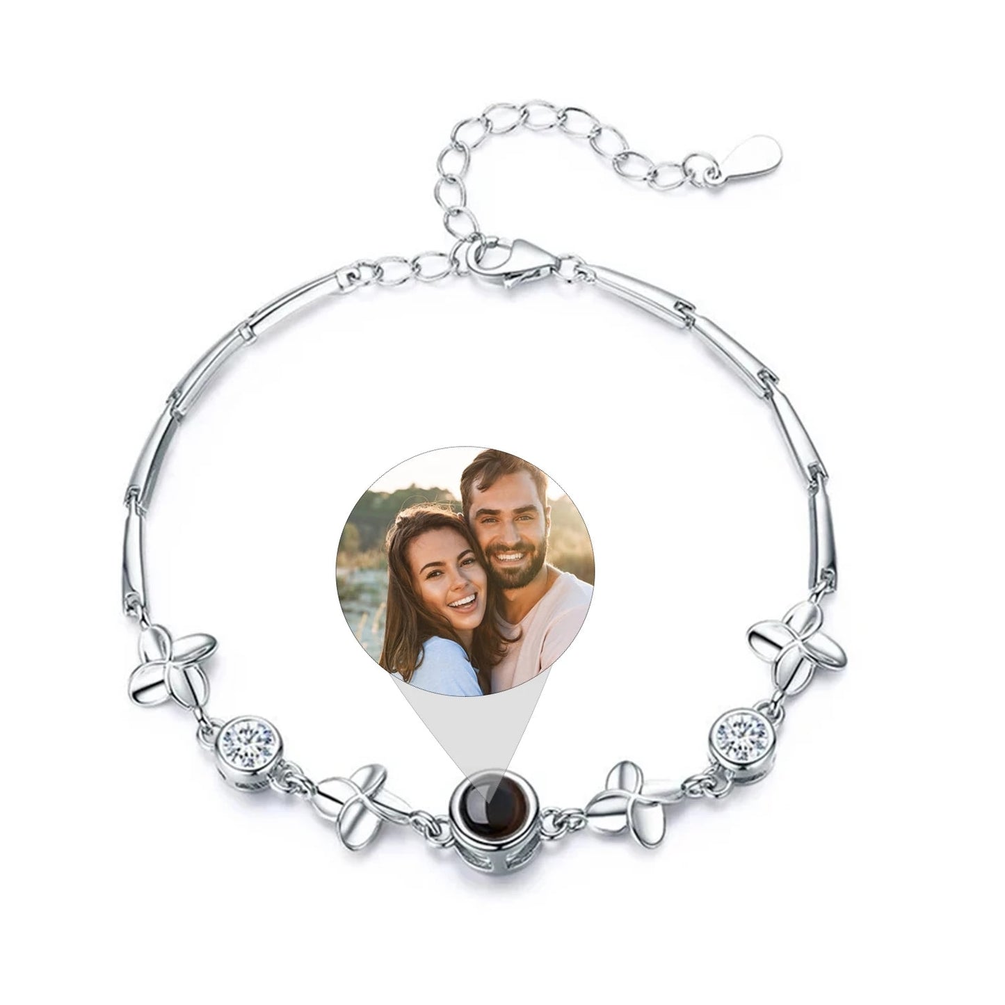 Personalized Heart Photo Projection Bracelet Gift for Her Anniversary Gift