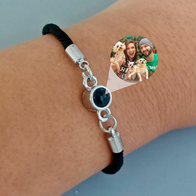 Personalized Heart Photo Projection Bracelet Gift for Her Anniversary Gift