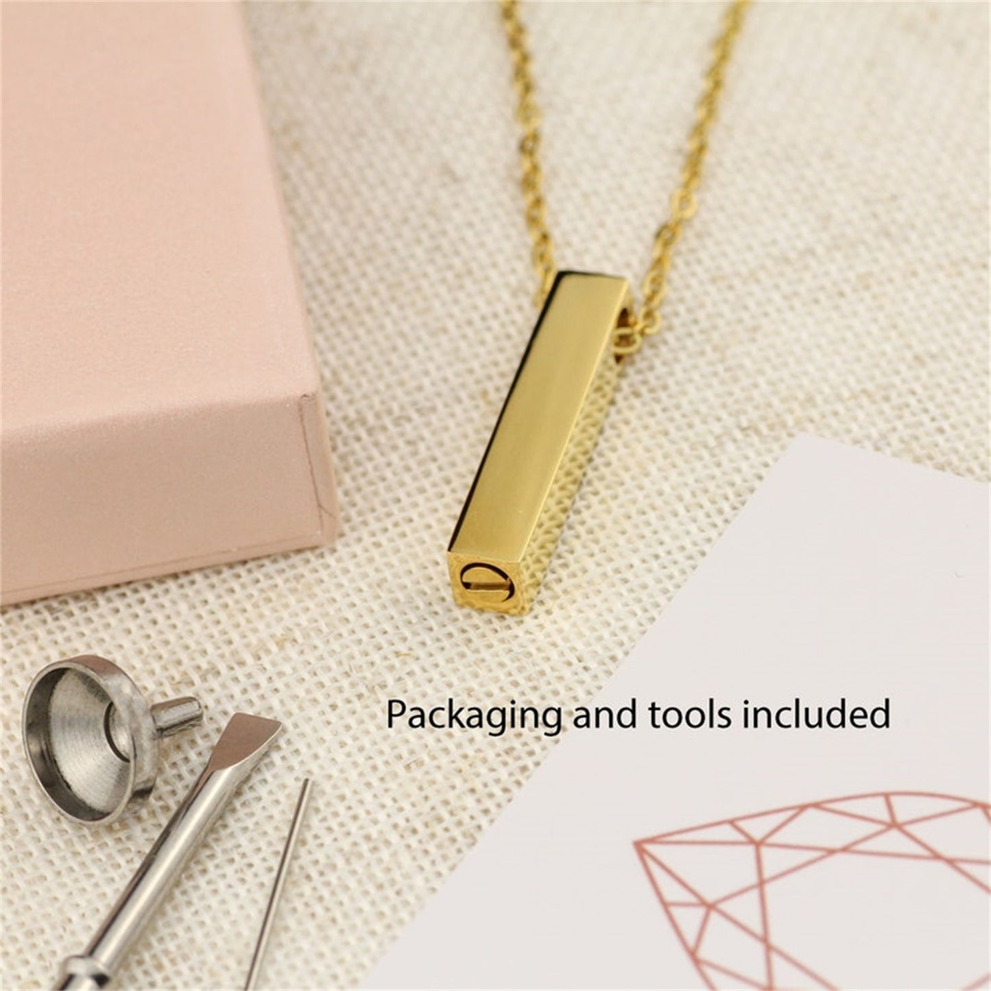 Personalized Engraved Bar Urn Ashes Necklace for Cremation Jewelry Memorial Keepsake