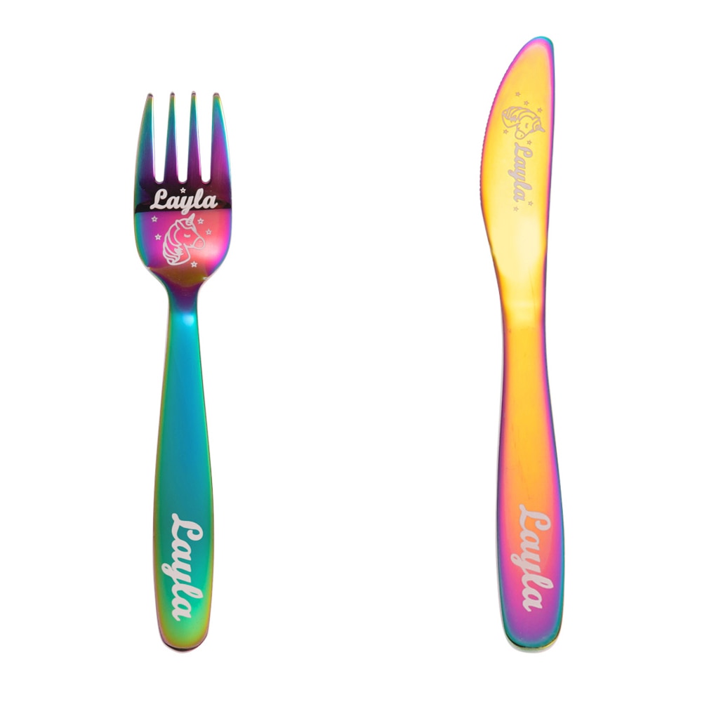 Personalized Dinosaur & Unicorn Cutlery Gift Set