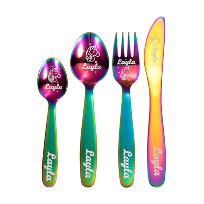 Personalized Dinosaur & Unicorn Cutlery Gift Set