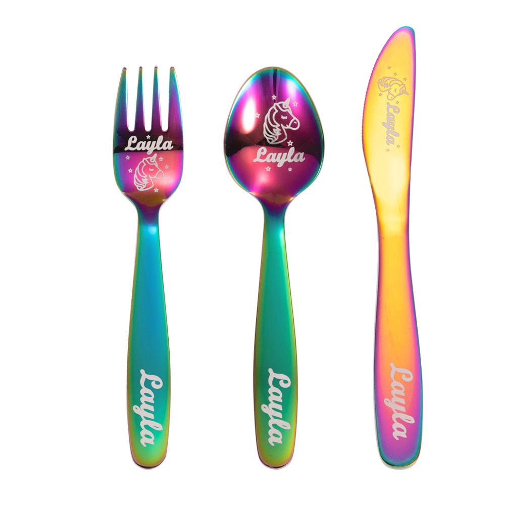 Personalized Dinosaur & Unicorn Cutlery Gift Set