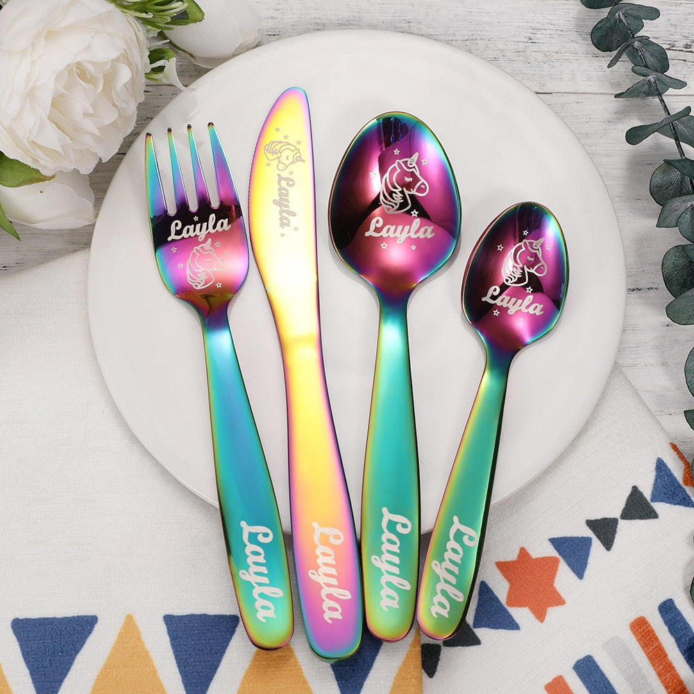 Personalized Dinosaur & Unicorn Cutlery Gift Set