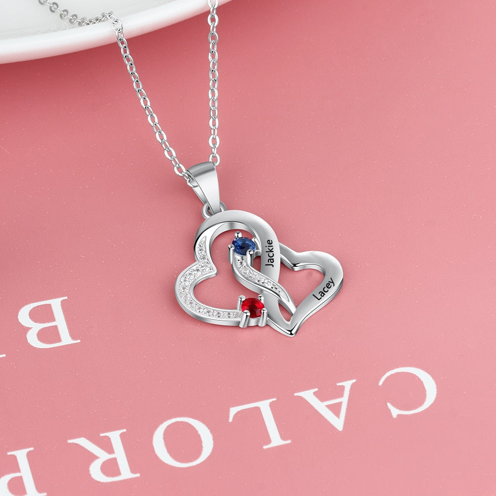 Double Heart Personalized Neklace