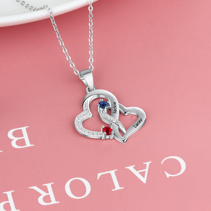 Double Heart Personalized Neklace