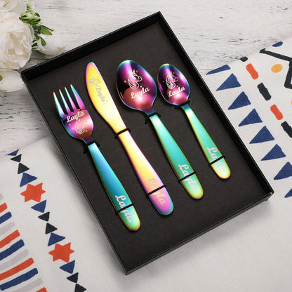 Personalized Dinosaur & Unicorn Cutlery Gift Set