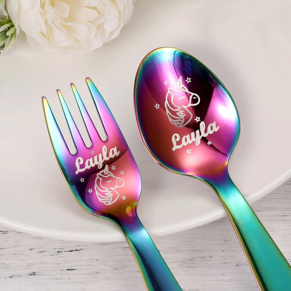 Personalized Dinosaur & Unicorn Cutlery Gift Set