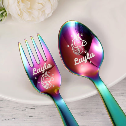 Personalized Dinosaur & Unicorn Cutlery Gift Set