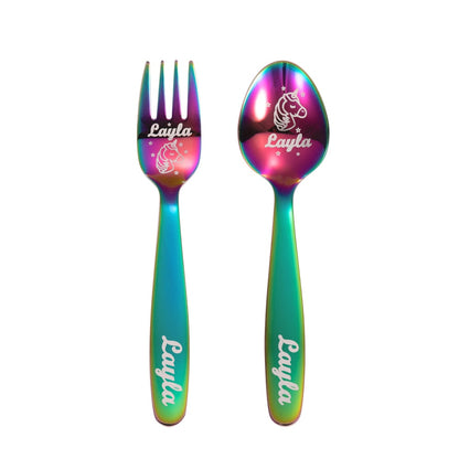 Personalized Dinosaur & Unicorn Cutlery Gift Set