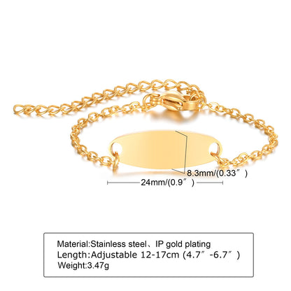 Custom Personalized Name Baby ID Bracelet, Stainless Steel
