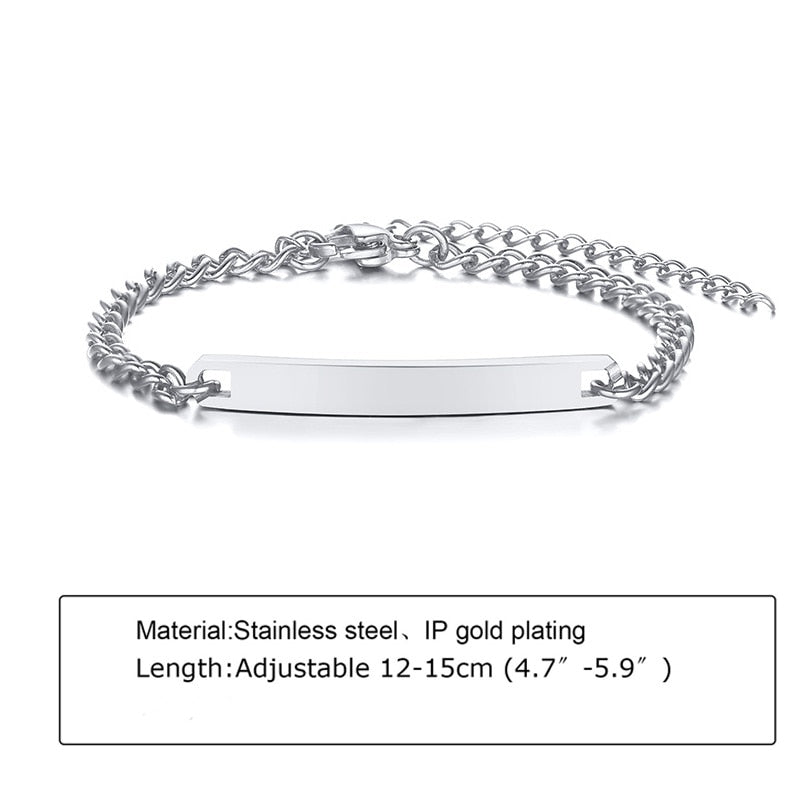 Custom Personalized Name Baby ID Bracelet, Stainless Steel