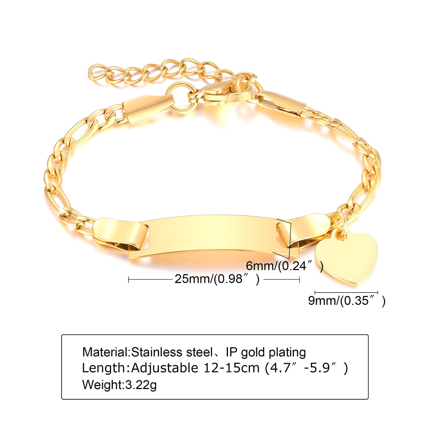 Custom Personalized Name Baby ID Bracelet, Stainless Steel