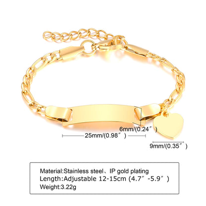 Custom Personalized Name Baby ID Bracelet, Stainless Steel