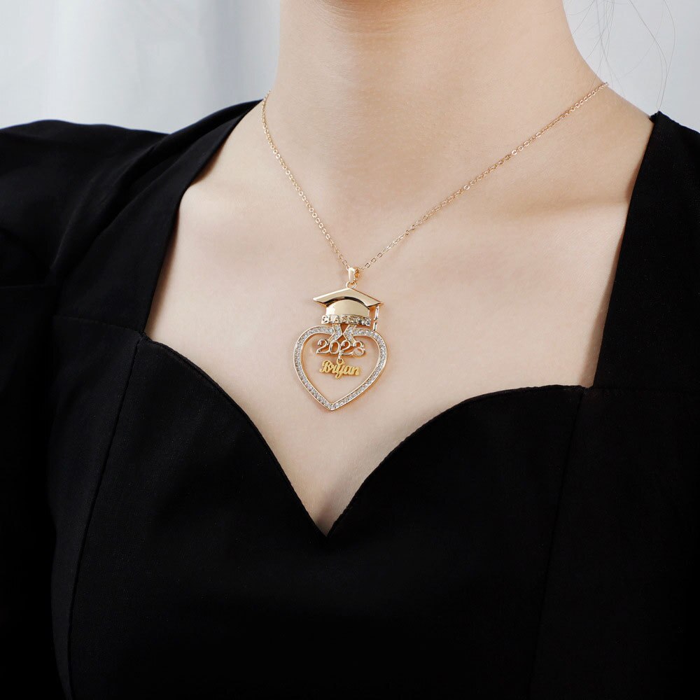 Personalized Graduation Cap Name Necklace for Class of 2023