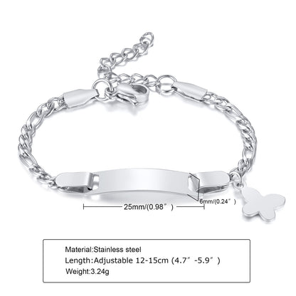 Custom Personalized Name Baby ID Bracelet, Stainless Steel