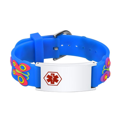 Personalized Cartoon Medical Alert Identification Silicone Bracelet for Kids