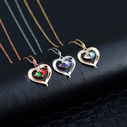 Engraved Together Forever Heart-Shaped Silver Necklace