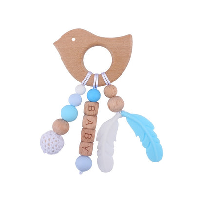 Personalized Name Sensory Baby Toy, Custom Fiddle Toy, Wooden Infant Toy, Silicone Ring For Baby, Baby Showers Gift, Gift For Newborn/Baby