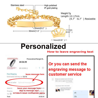 Custom Personalized Name Baby ID Bracelet, Stainless Steel