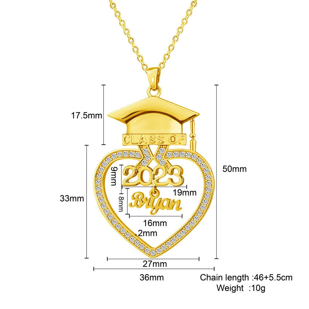 Personalized Graduation Cap Name Necklace for Class of 2023