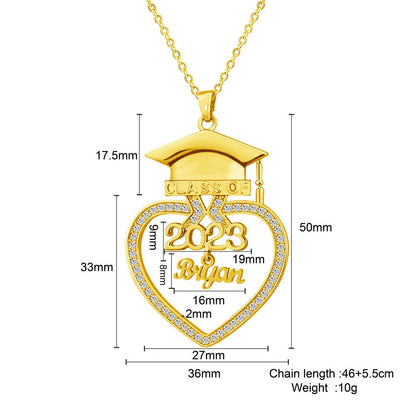 Personalized Graduation Cap Name Necklace for Class of 2023