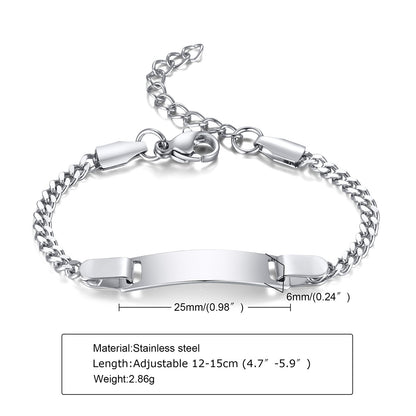 Custom Personalized Name Baby ID Bracelet, Stainless Steel