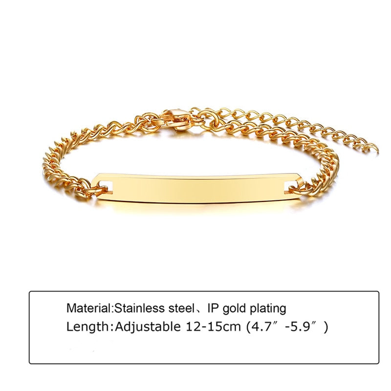 Custom Personalized Name Baby ID Bracelet, Stainless Steel