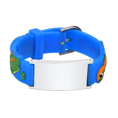 Personalized Cartoon Medical Alert Identification Silicone Bracelet for Kids