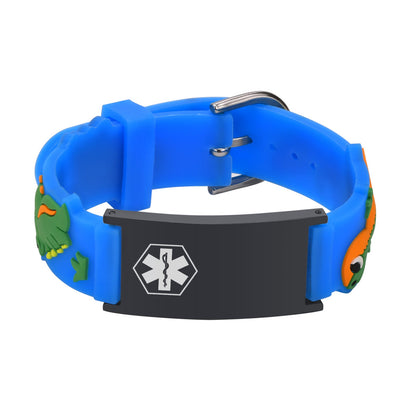 Personalized Cartoon Medical Alert Identification Silicone Bracelet for Kids