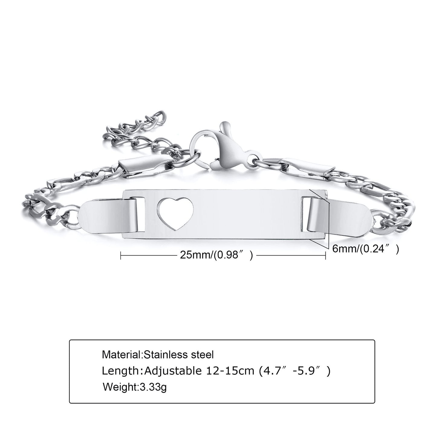 Custom Personalized Name Baby ID Bracelet, Stainless Steel