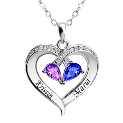 Engraved Together Forever Heart-Shaped Silver Necklace