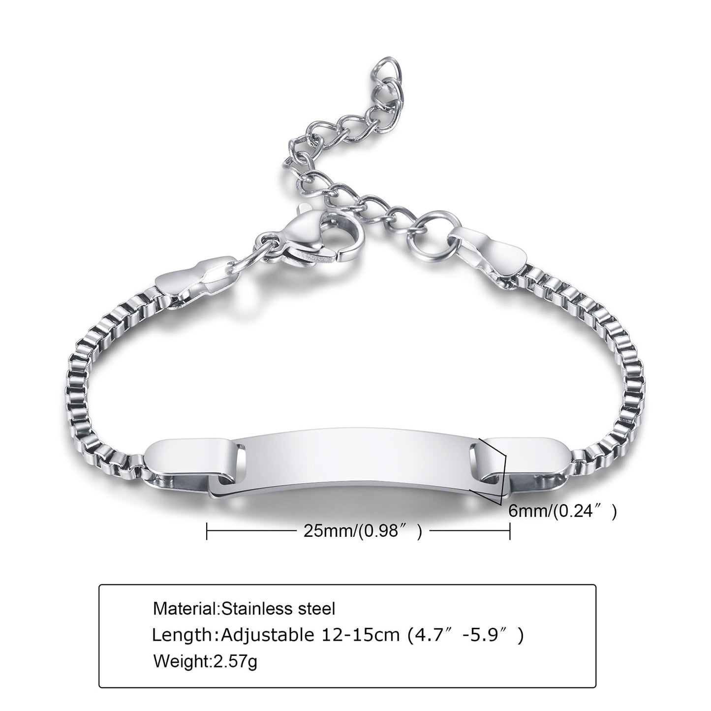 Custom Personalized Name Baby ID Bracelet, Stainless Steel