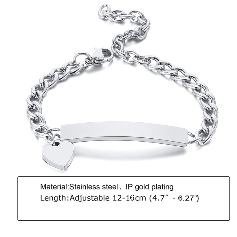 Custom Personalized Name Baby ID Bracelet, Stainless Steel