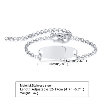 Custom Personalized Name Baby ID Bracelet, Stainless Steel