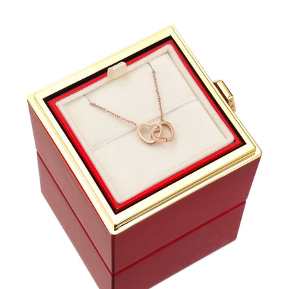 ETERNAL ROSE BOX - W/ ENGRAVADE NECKLACE & REAL ROSE