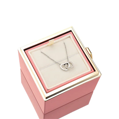 ETERNAL ROSE BOX - W/ ENGRAVADE NECKLACE & REAL ROSE
