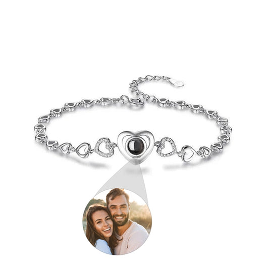 Personalized Heart Photo Projection Bracelet Gift for Her Anniversary Gift