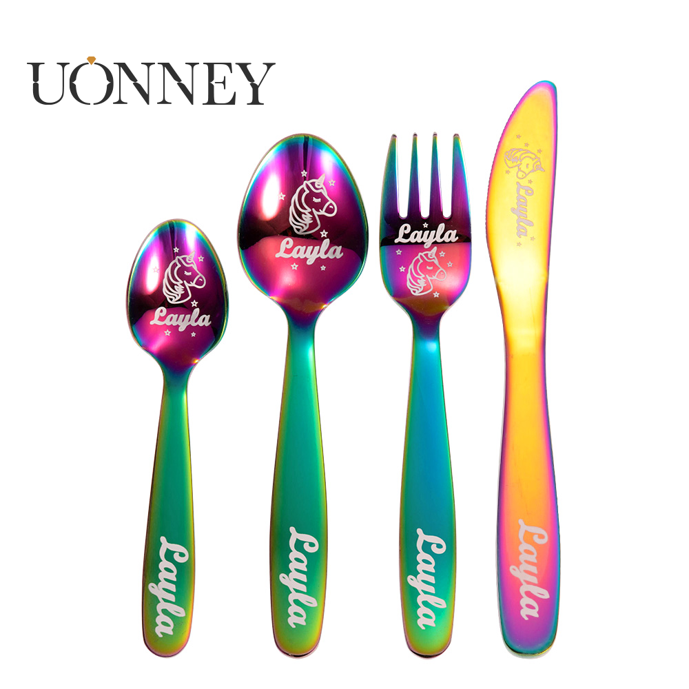 Personalized Dinosaur & Unicorn Cutlery Gift Set