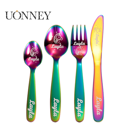 Personalized Dinosaur & Unicorn Cutlery Gift Set