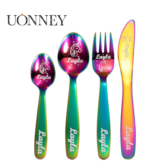 Personalized Dinosaur & Unicorn Cutlery Gift Set