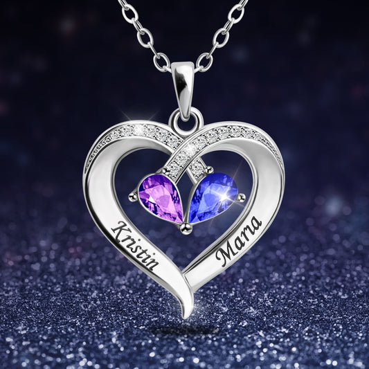 Engraved Together Forever Heart-Shaped Silver Necklace