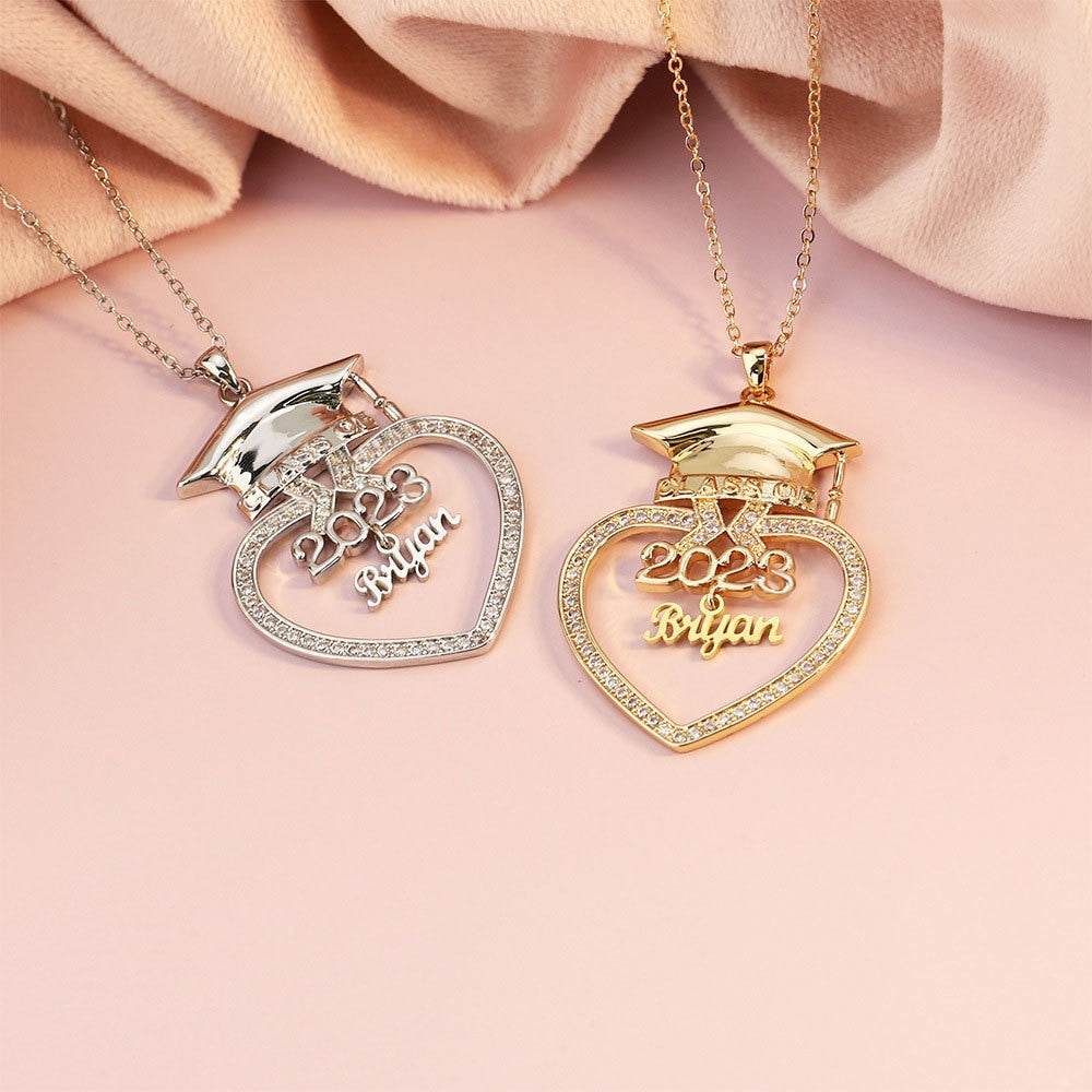 Personalized Graduation Cap Name Necklace for Class of 2023